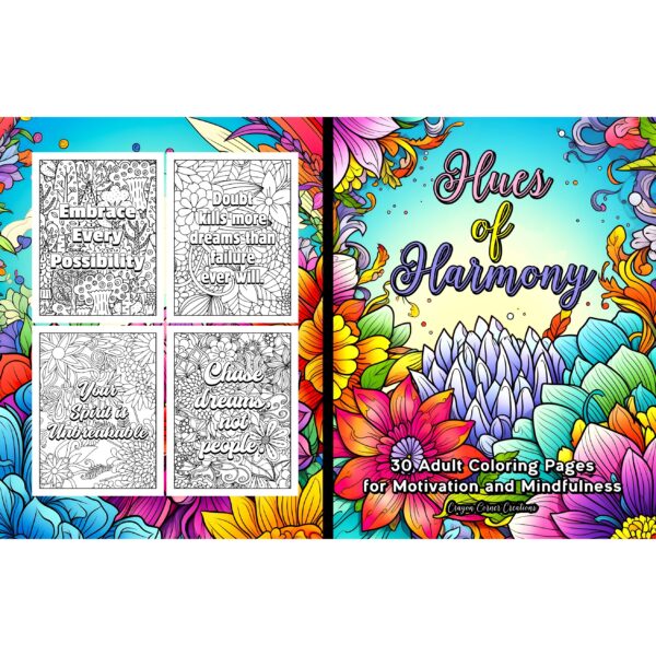 Hues of Harmony | 30 Adult Coloring Pages for Motivation